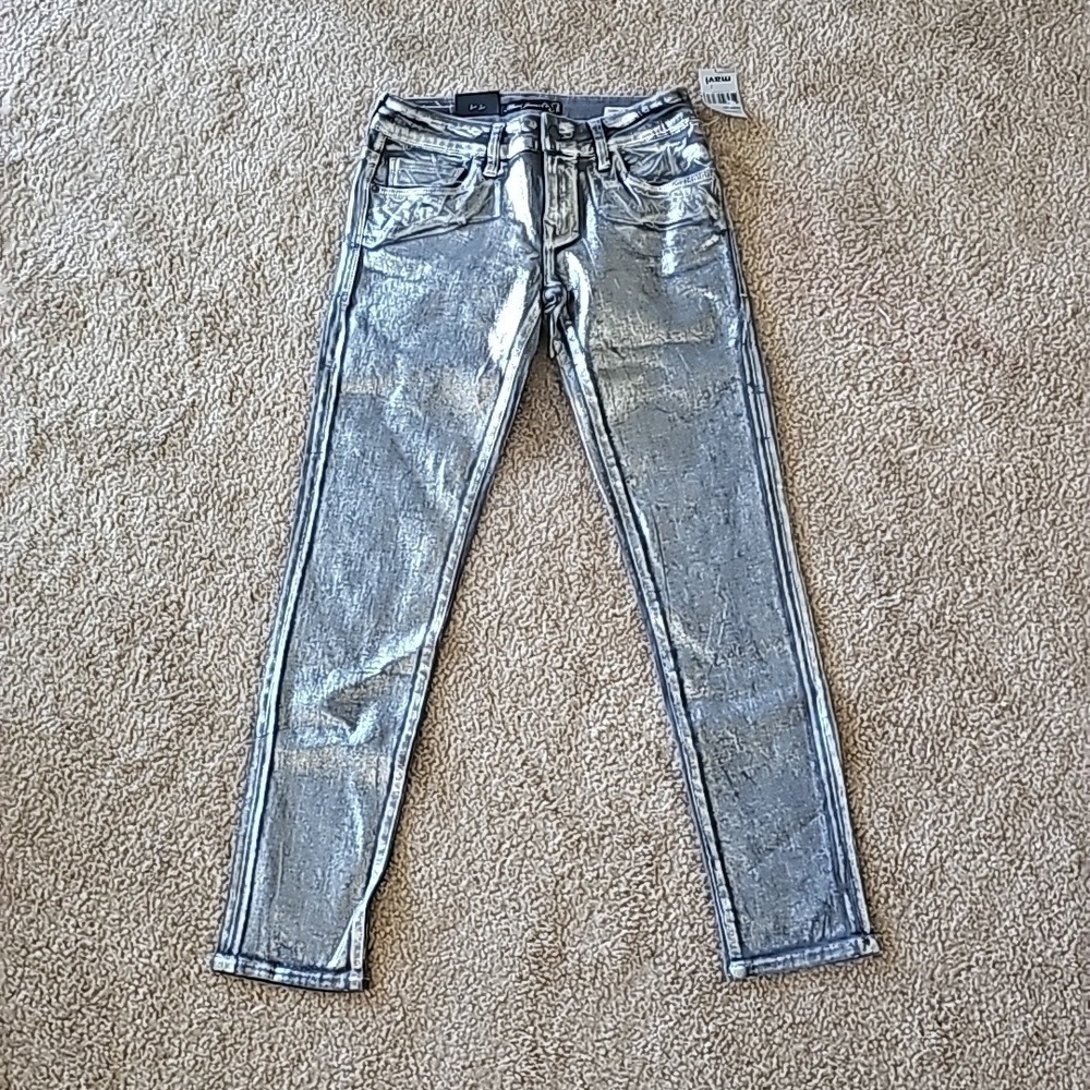 Mavi Serena Ankle Low Rise Super Skinny Silver Jeans